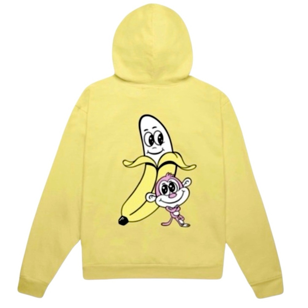 Bananas Monkey Hoodie, 100% Cotton, Logo, Youth XL, Yellow Sweatshirt Sweater